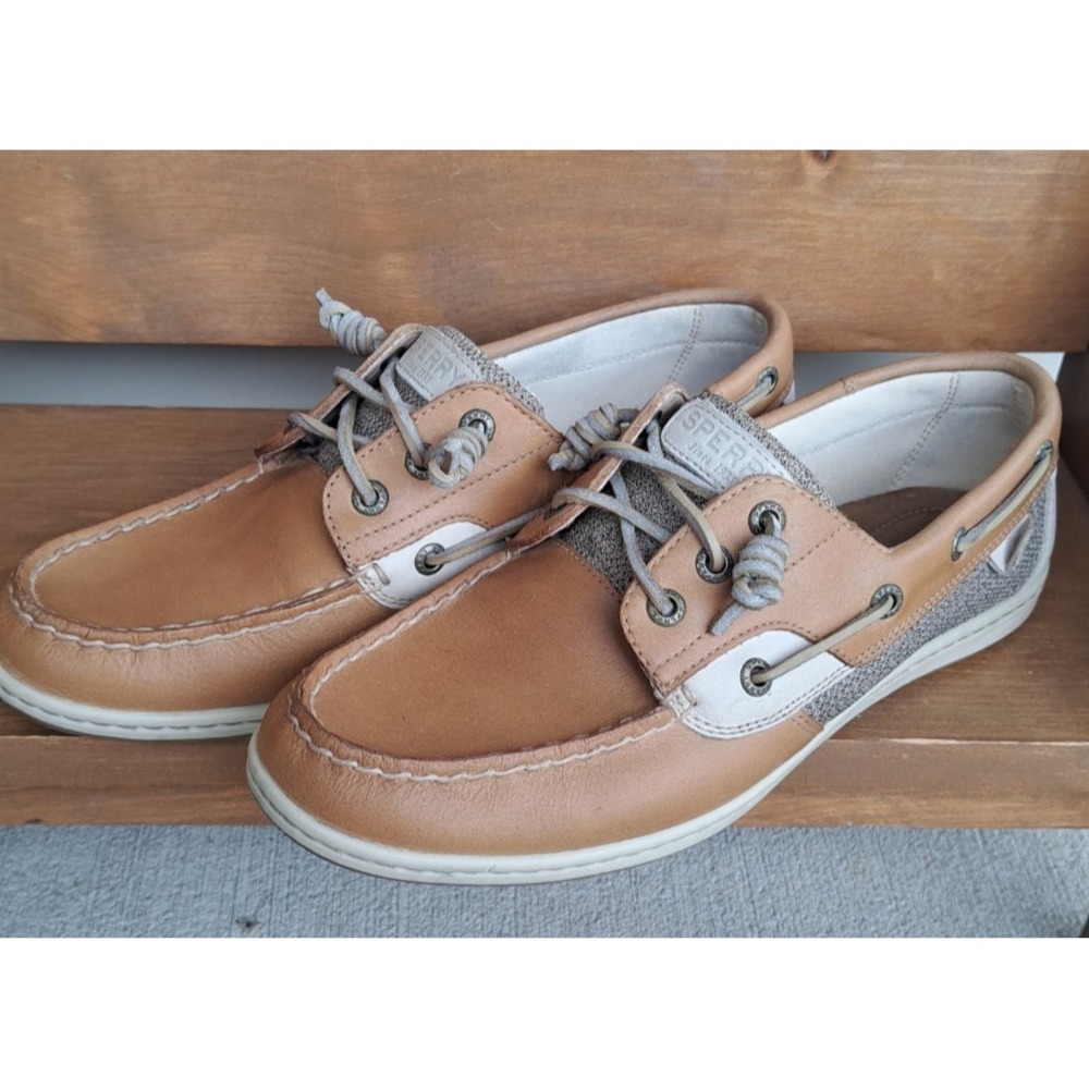 Sperry Women's Tan Leather Rosefish Boat Shoes Flat Comfort 10 M Slip-on